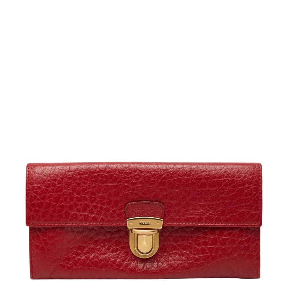 Prada long wallet red leather